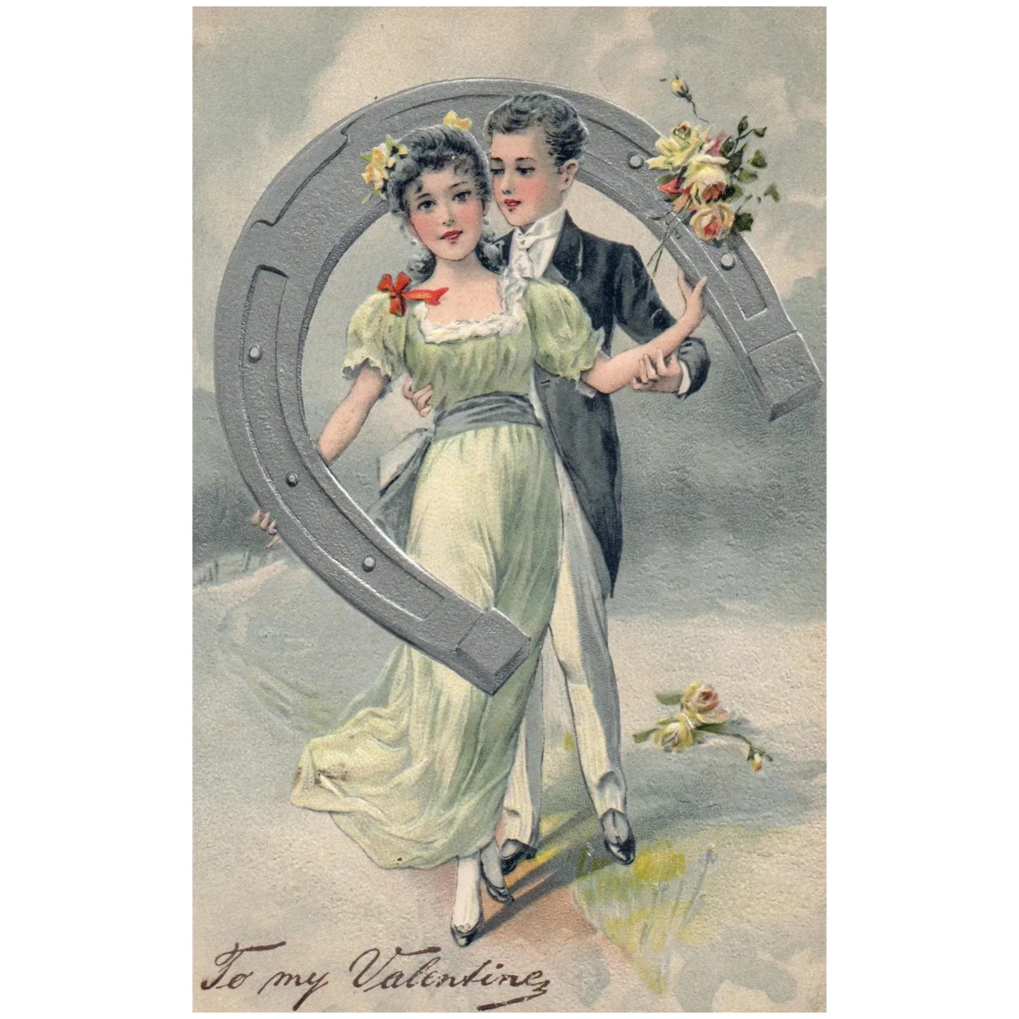 PFB Romantic To My Valentine Elegant Couple with Horse Shoe Luck Series 5486