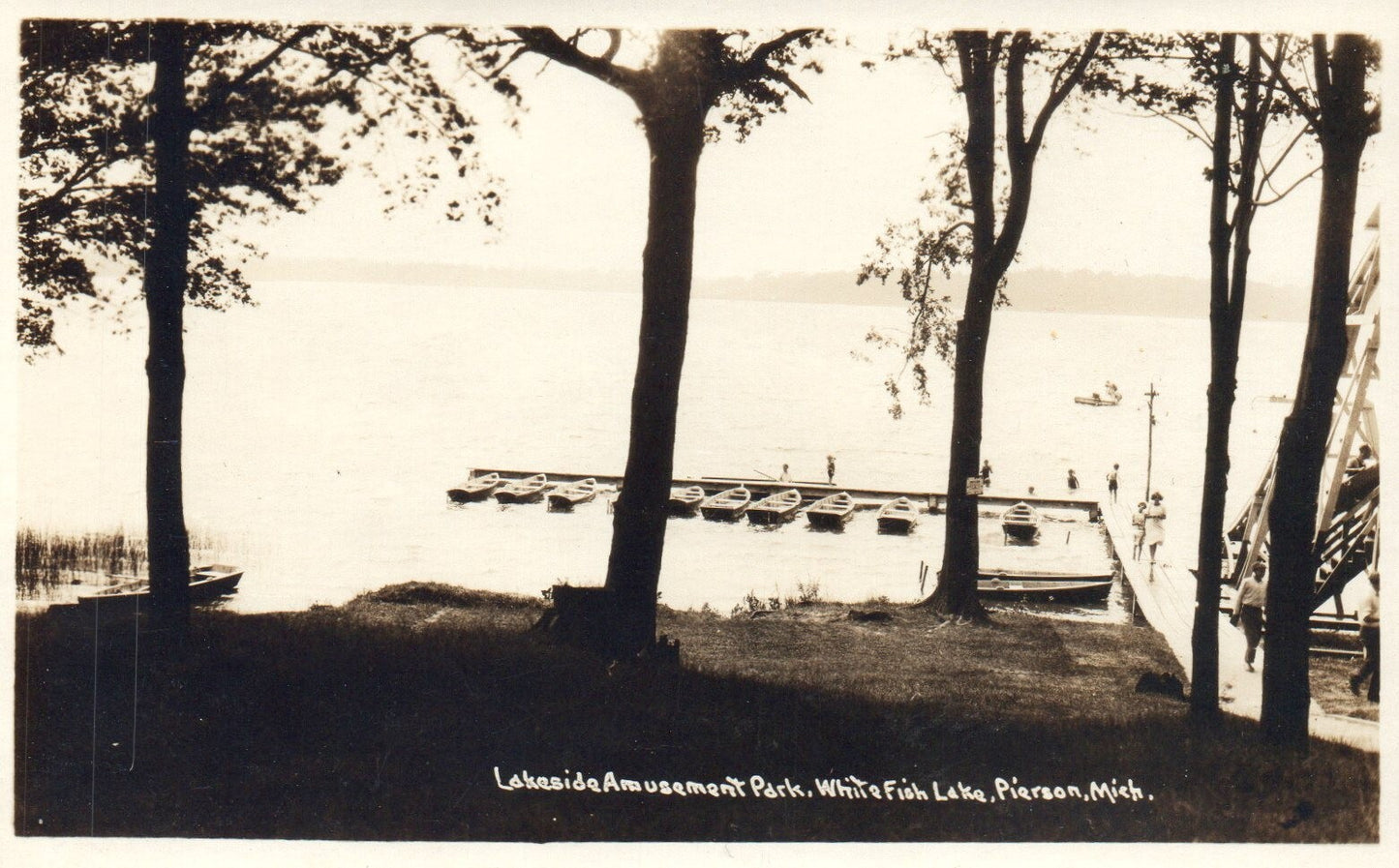 Lakeside Amusement Park Whitefish Lake Pierson MI Michigan Mich Postcard