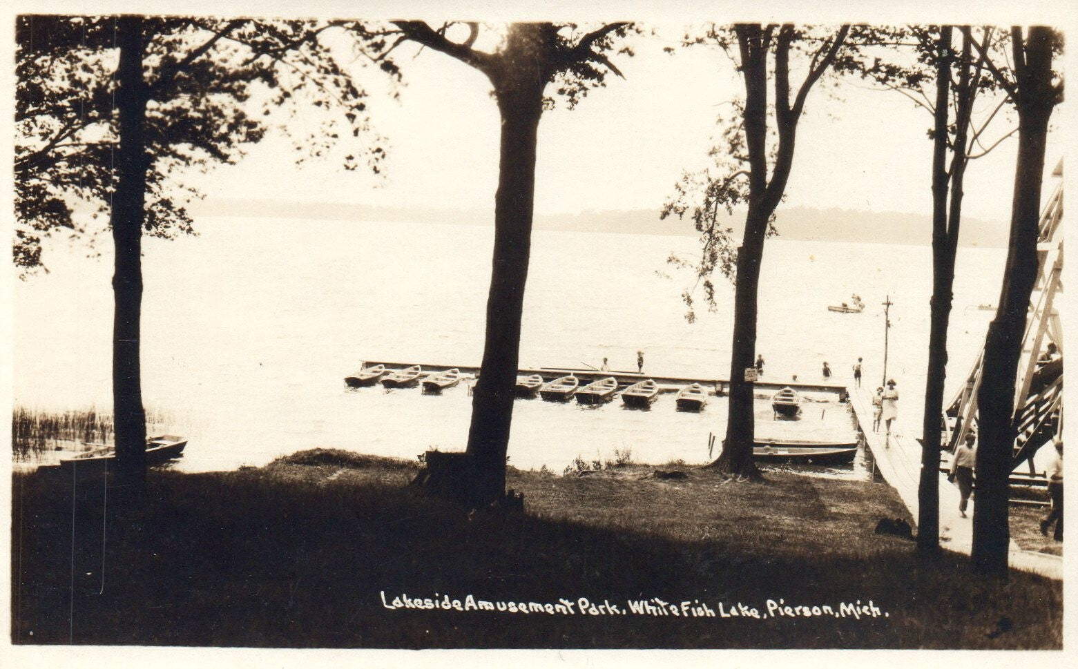 Lakeside Amusement Park Whitefish Lake Pierson MI Michigan Mich Postcard