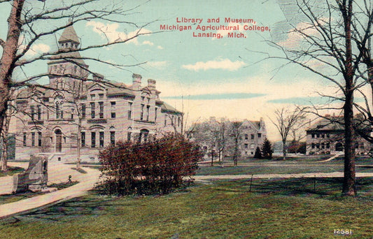 Library and Museum Agricultural Lansing MI Michigan Mich Postcard 12581