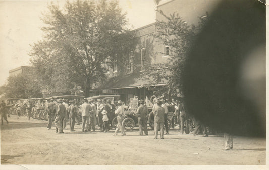1911 Real Photo Dunbar Nebraska NE Neb Postcard Old Cars