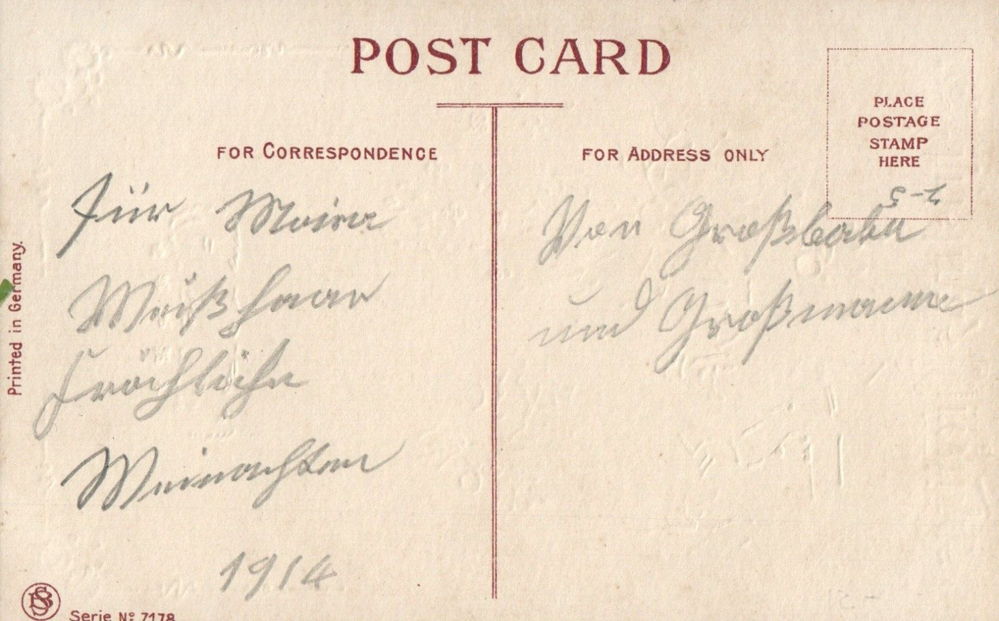 Santa with Holly Looking over Town with Beautiful Gold Accents Santa Postcard