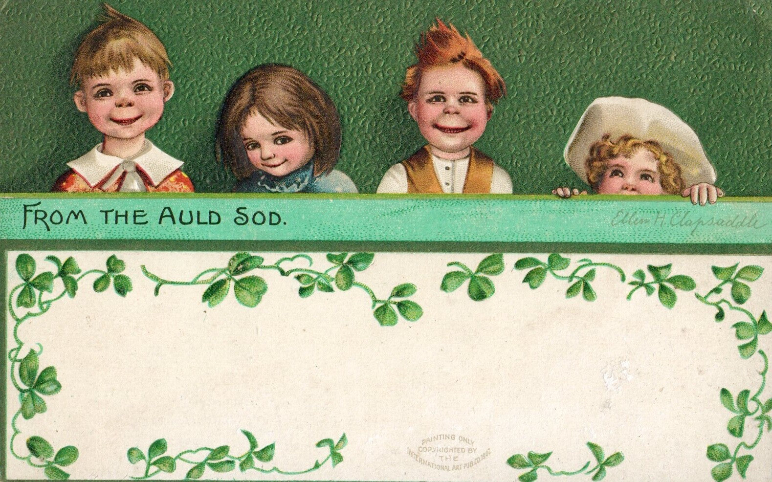 Ellen Clapsaddle From the Auld Sod Children in Green St Patrick's Day Postcard