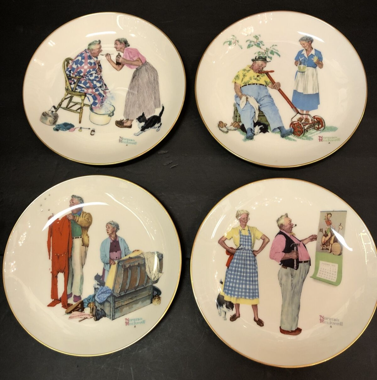  1978 Gorham Norman Rockwell Four Seasons Collector Plates Limited Edition Boxed