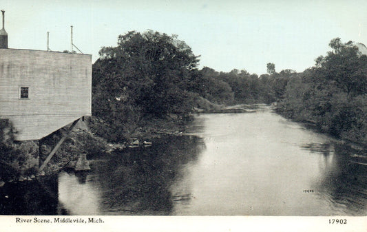 River Scene in Middleville MI Michigan Postcard