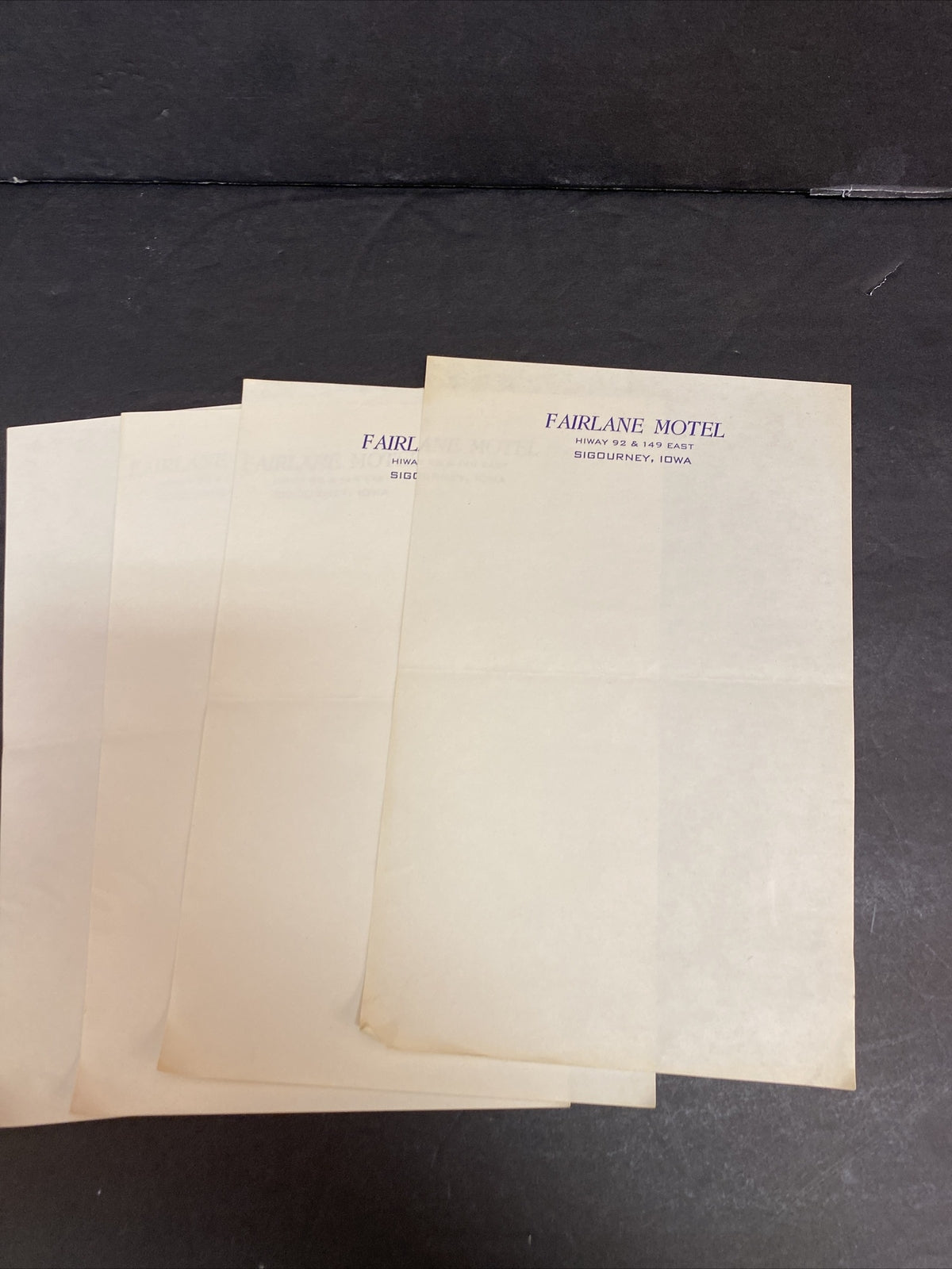Fairlane Motel Sigourney Iowa IA Vintage Hotel Stationary 4 Sheets