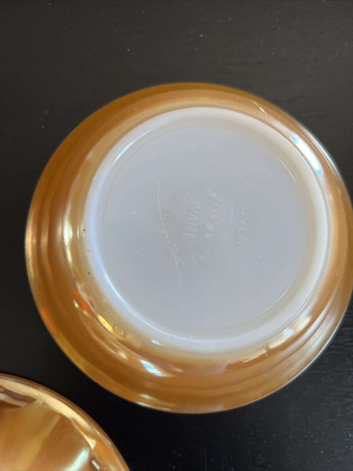 Fire King Peach Lustre Fruit Berry Bowl Laurel Leaf Anchor Hocking EUC (2)