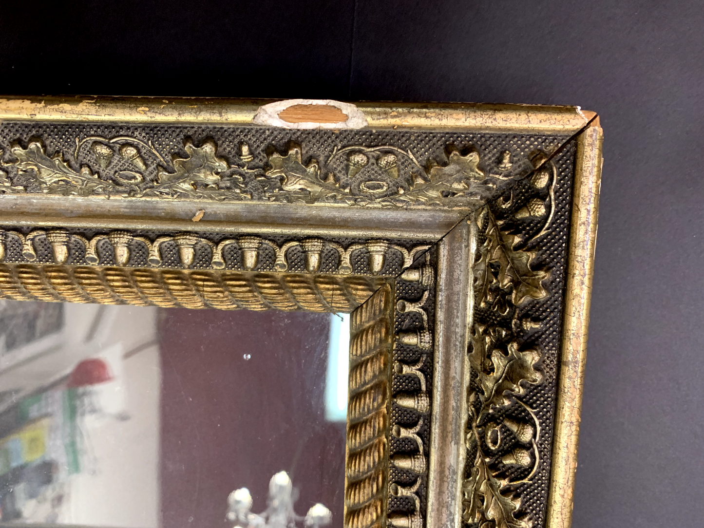 Antique Oak Wood  Oak Leaf Acorn Design 27 X 23 Civil War Era Frame