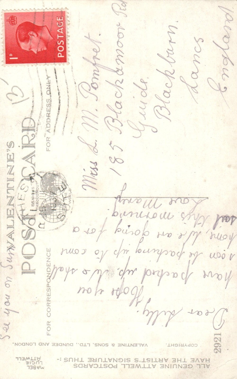  MLA Mabel Lucie Attwell Vintage Postcard Fortune Teller Book of Fate