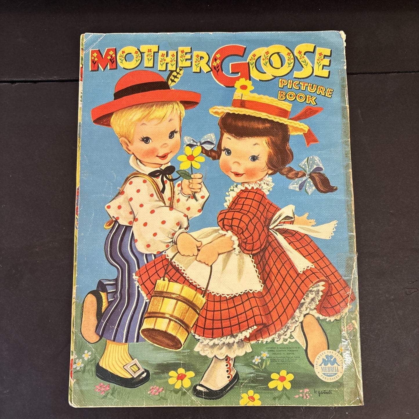 Mother Goose Picture Book Vintage MERRILL Company Publisher Art Nursery ephemera