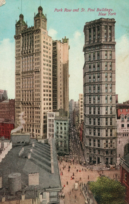 Park Row and St Paul Buildings New York City NYC NY Postcard
