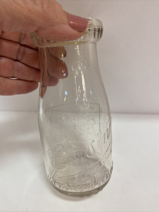 Lansing (MI) Dairy Co/Sunbeam Products Half Pint Rd Glass Milk Bottle - EXC Cond