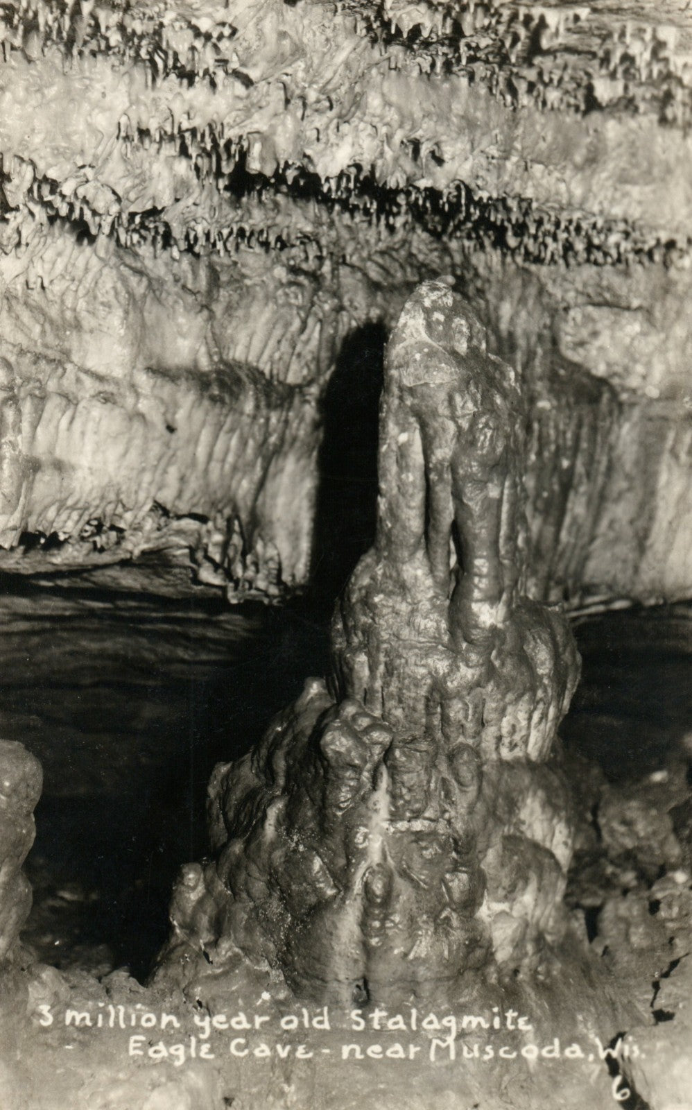 Real Photo 3 Million Yr old Stalagmite Eagle Cave Muscoda WI Wisconsin Postcard