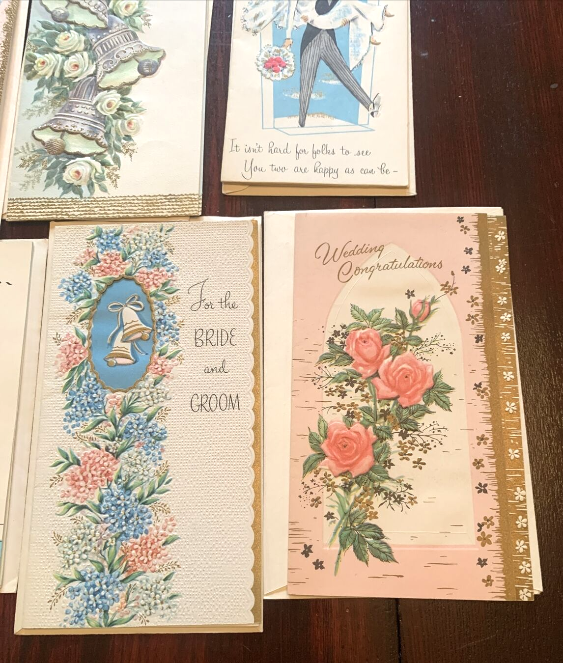 Lot of 8 Vintage Wedding Greeting Cards
