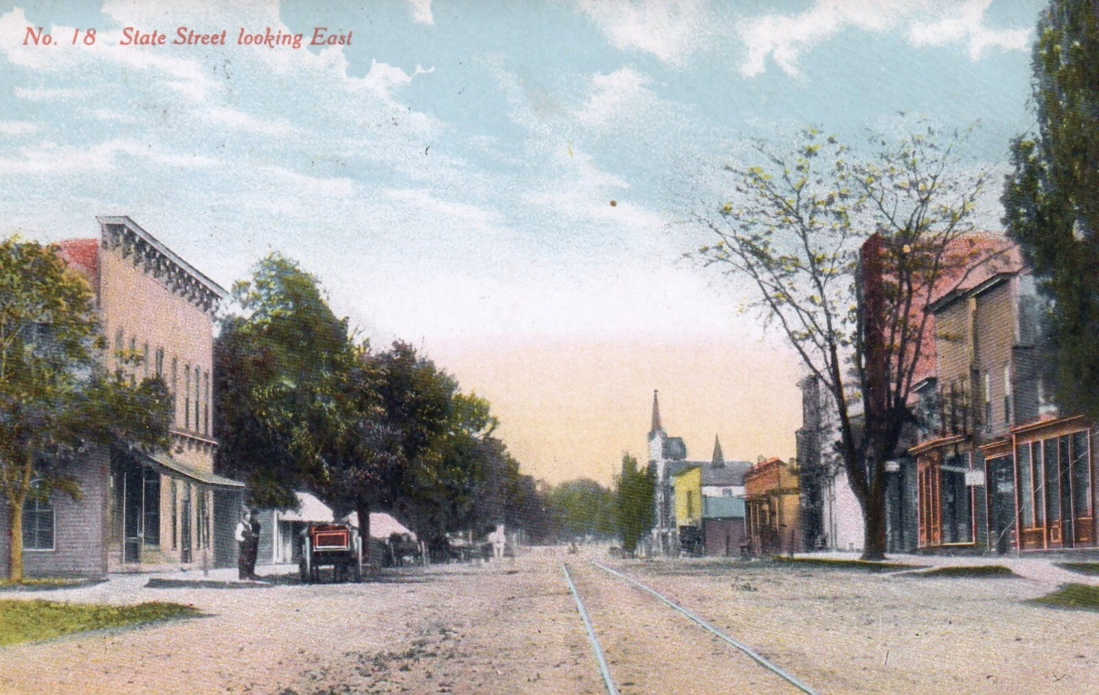 Scarce State Street Looking East near Grand Rapids Michigan MI Mich Postcard