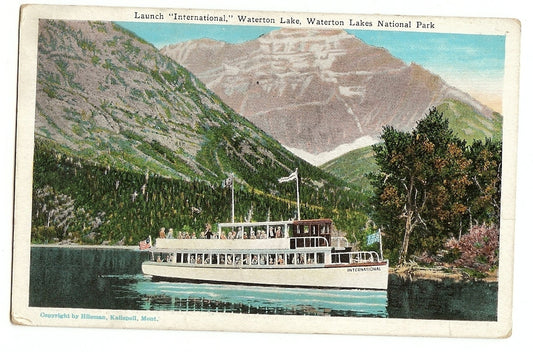 Launch "International" Boat Waterton Lakes National Park Alberta Canada Postcard