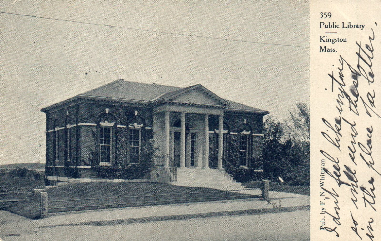 Public Library, Kingston, Massachusetts Mass Postcard