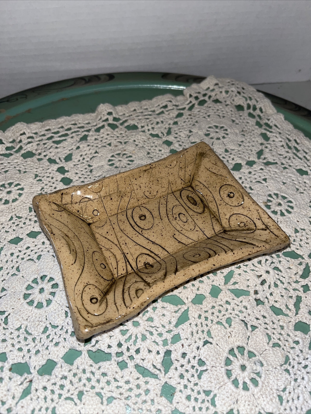 Studio Art Pottery Trinket Dish / Soap Dish  USA Made 5.25”