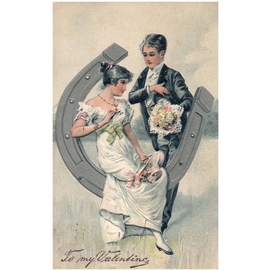 PFB Romantic To My Valentine Elegant Couple with Horse Shoe Luck Series 5486