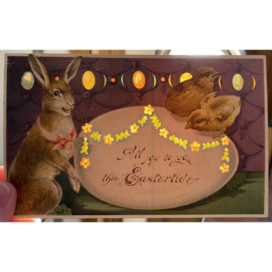 All Joy To You This Eastertide Easter Bunny w/ Chicks & Eggs HTL Postcard