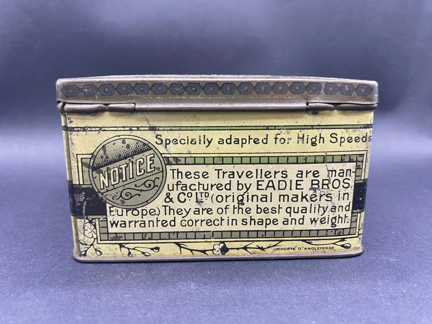 Vintage Eadies' Improved Ring Travellers Advertising Litho Print Small Tin Metal