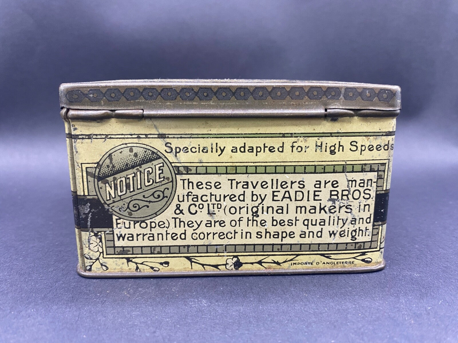 Vintage Eadies' Improved Ring Travellers Advertising Litho Print Small Tin Metal