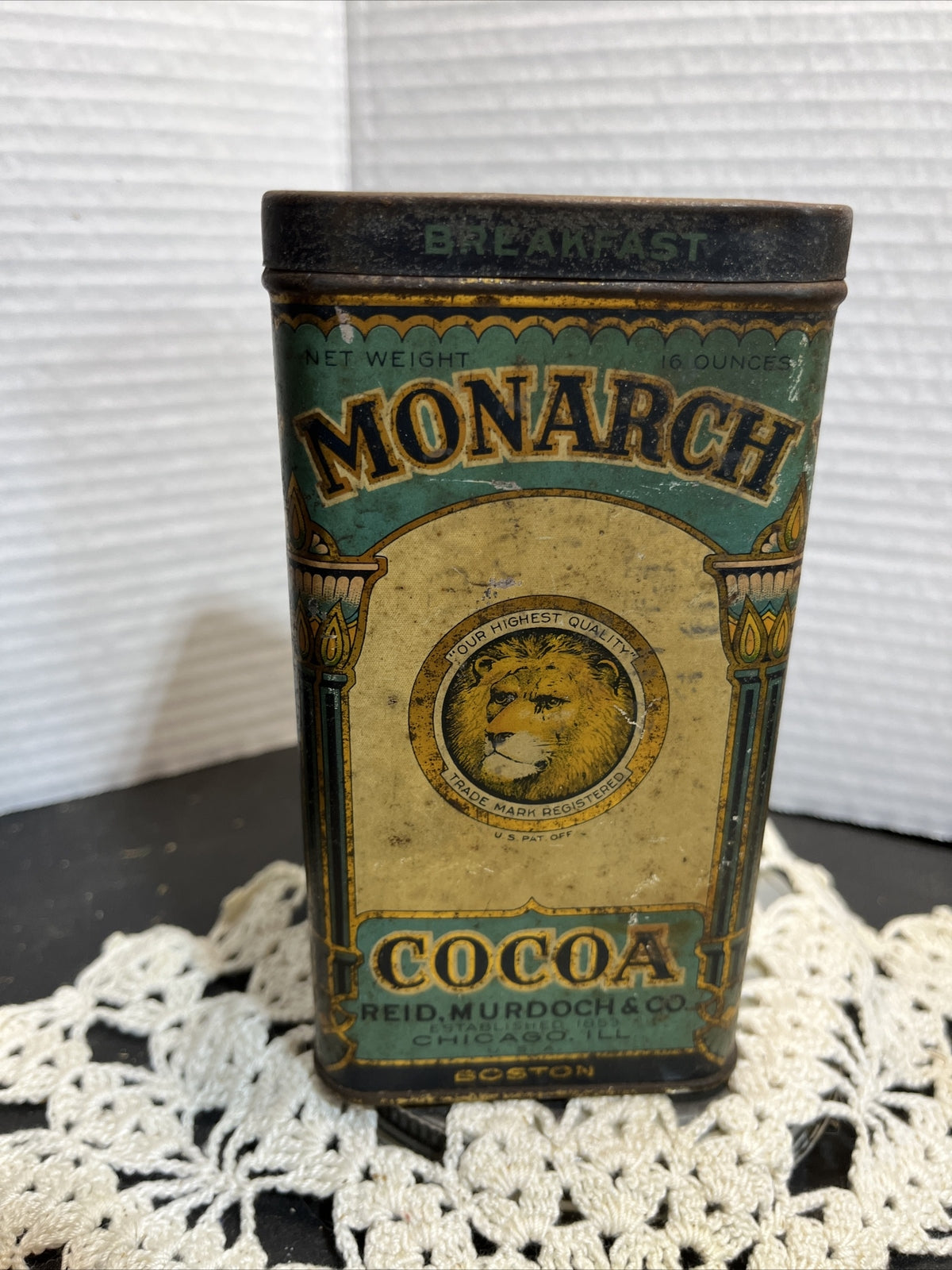 VINTAGE EMPTY MONARCH BREAKFAST COCOA TIN CAN