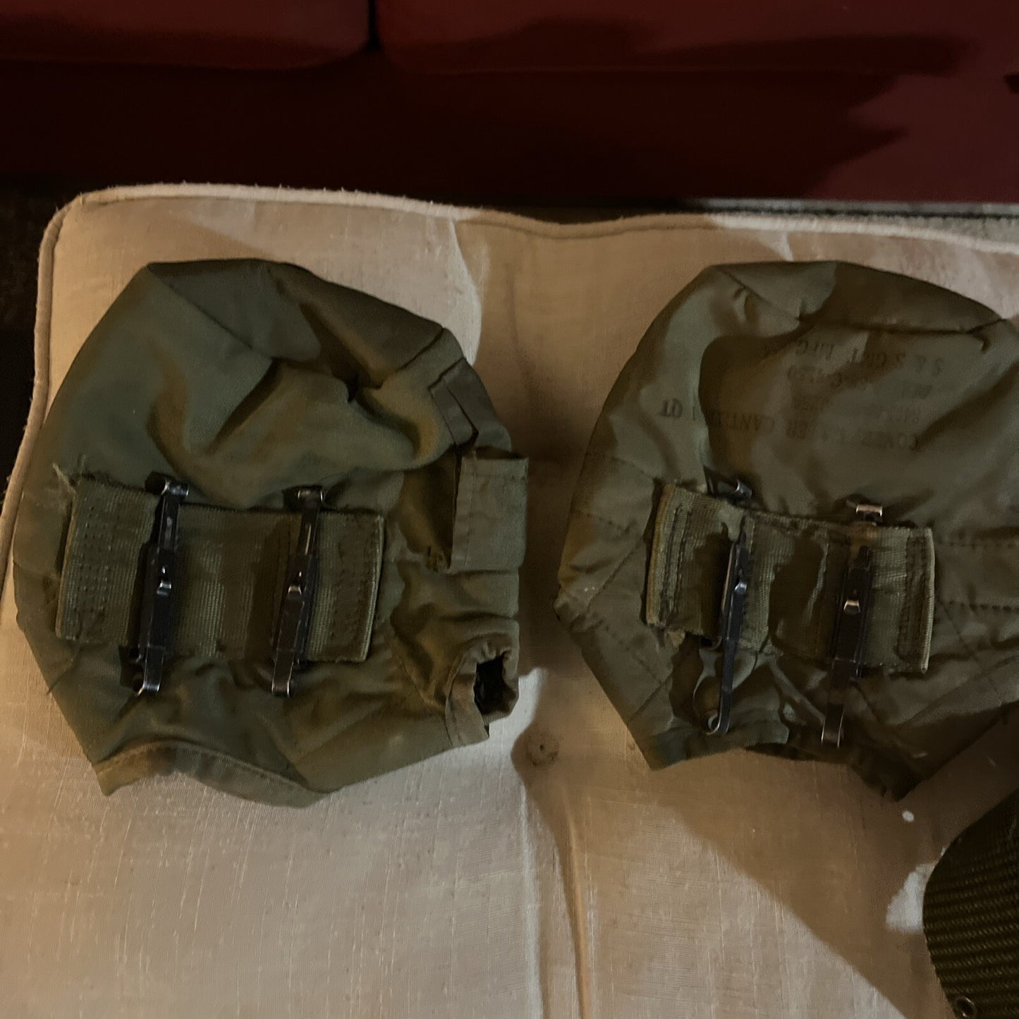 United States Military Belt w/ Pouch, Double Knife Holder & 2 Canteen Holders.