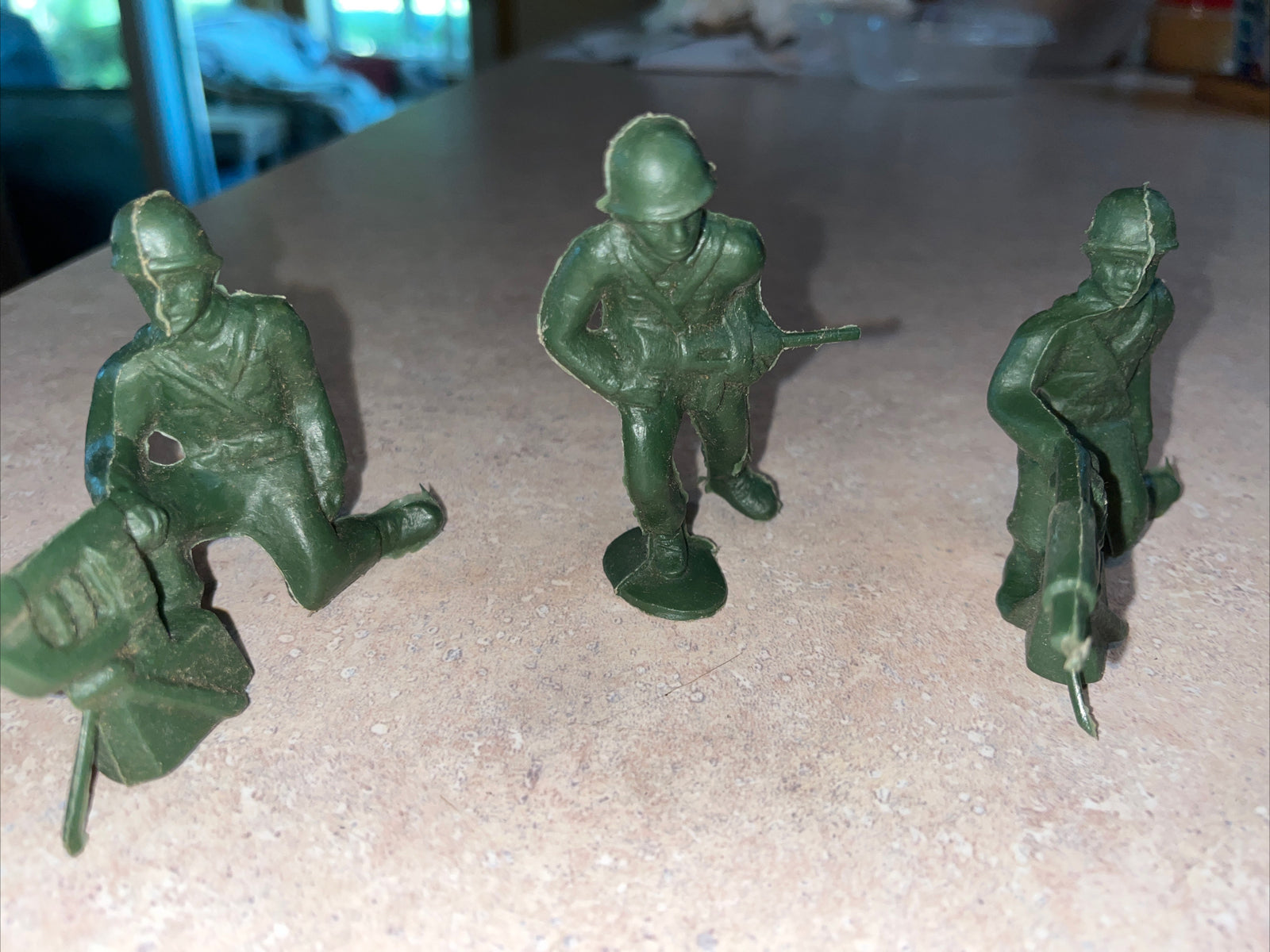 Vintage Marx 4” Plastic US Army Toy Soldiers Olive Green (Reissue?) Lot of 3