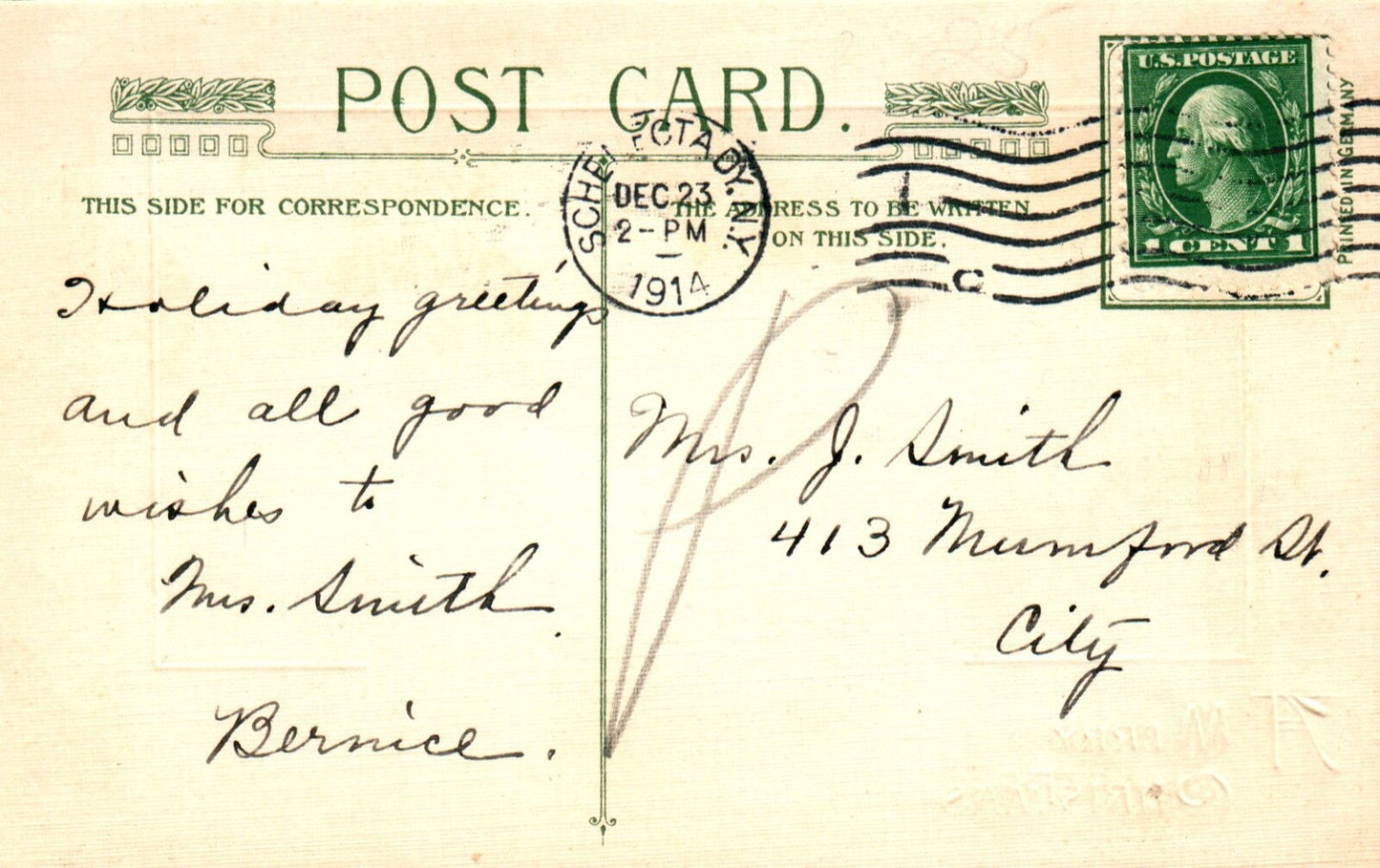 John Winsch A Merry Christmas Family Walking in the Snow Vintage Postcard