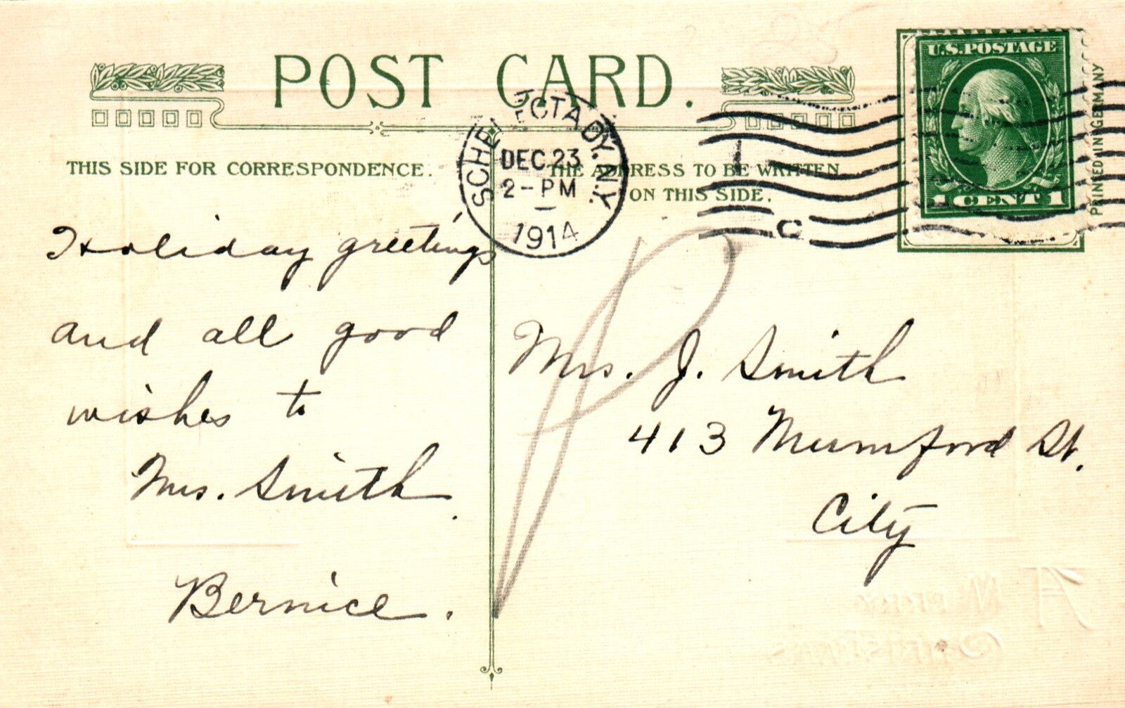 John Winsch A Merry Christmas Family Walking in the Snow Vintage Postcard