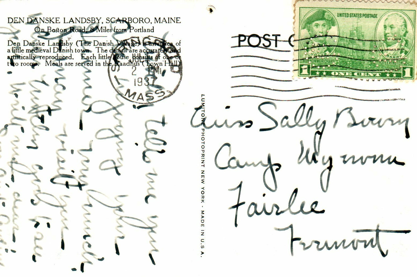Den Danske Landsby Scapboro  Maine ME Postcard