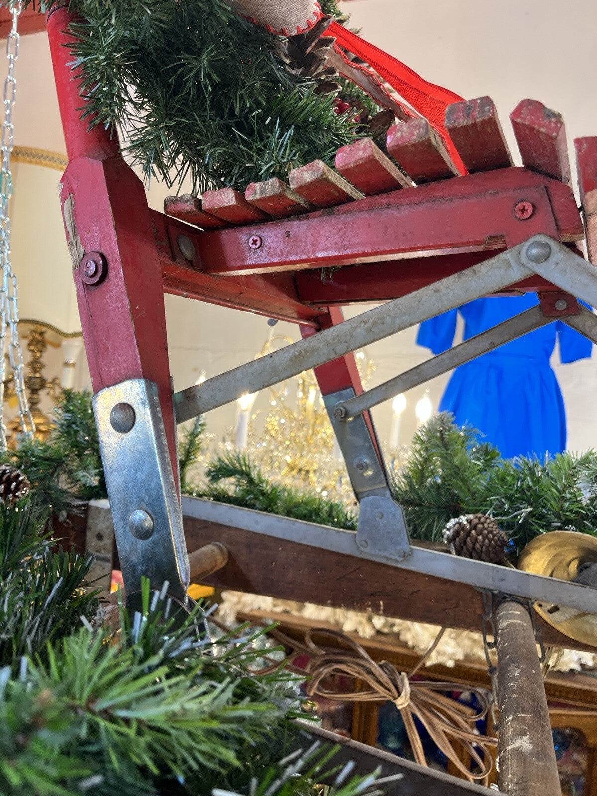 Antique Victorian Primitive Solid Wood & Iron Child's Snow Sled