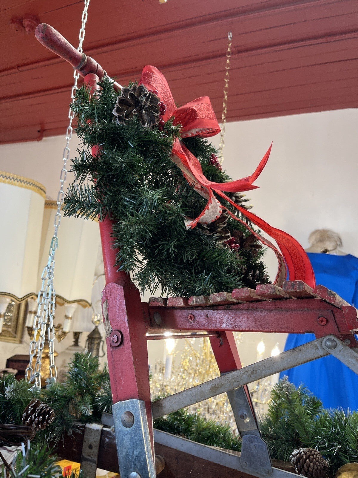 Antique Victorian Primitive Solid Wood & Iron Child's Snow Sled