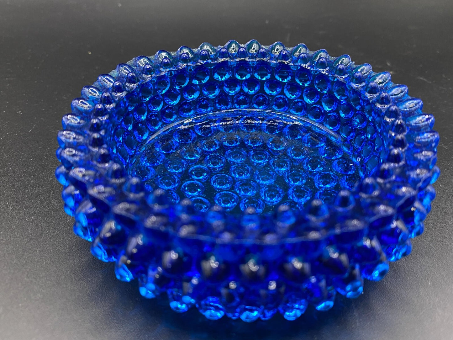 Fenton Cobalt Blue Hobnail Salt Cellar Votive Tea Lite Candle Holder 3.75" Round