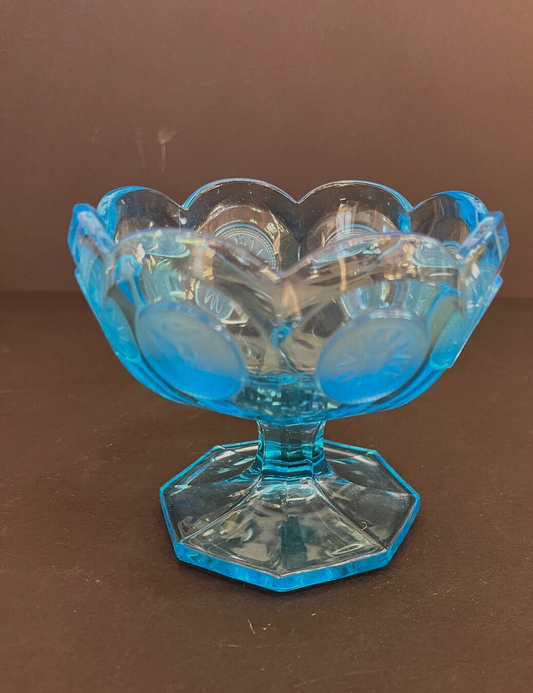 Vintage Fostoria Coin Electric Blue Medallion Candy Dish