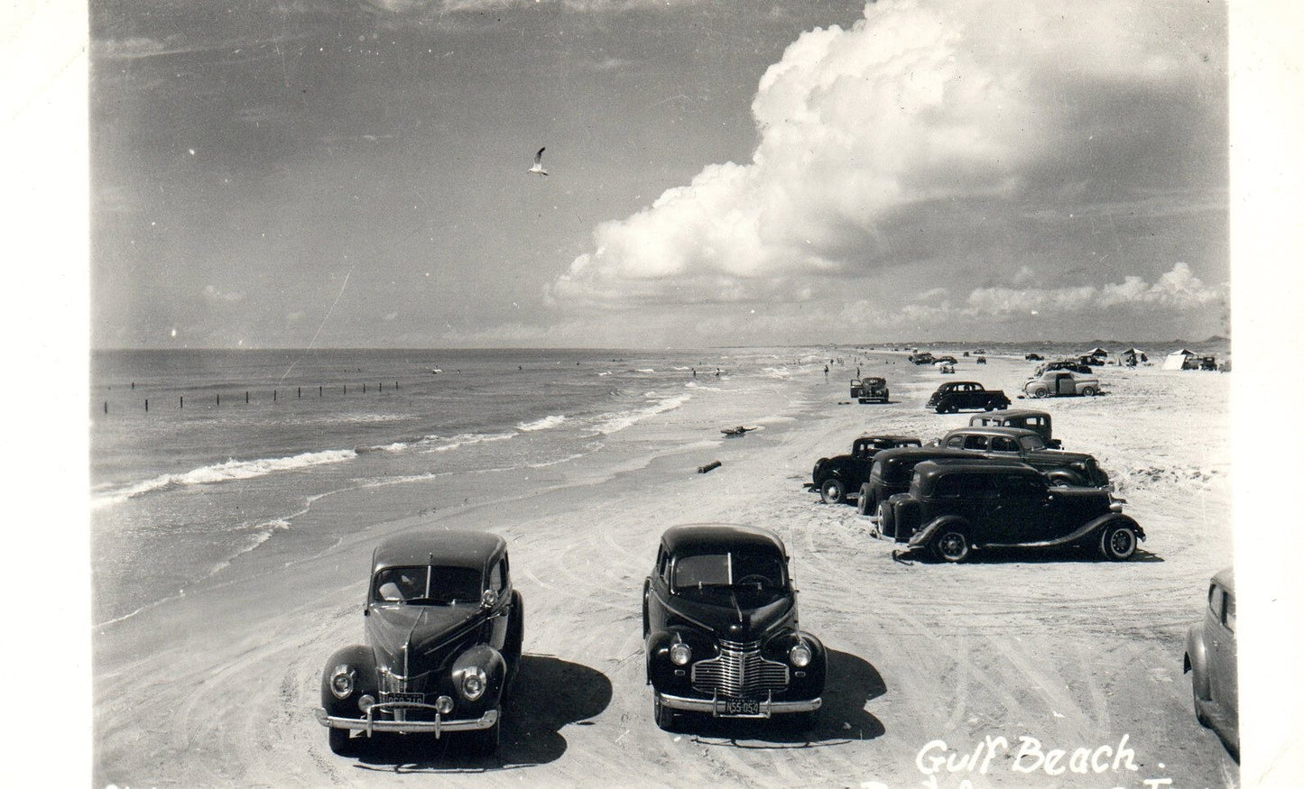 Real Photo Old Cars on Gulf Beach Port Aransas   Tex Texas TX Postcard