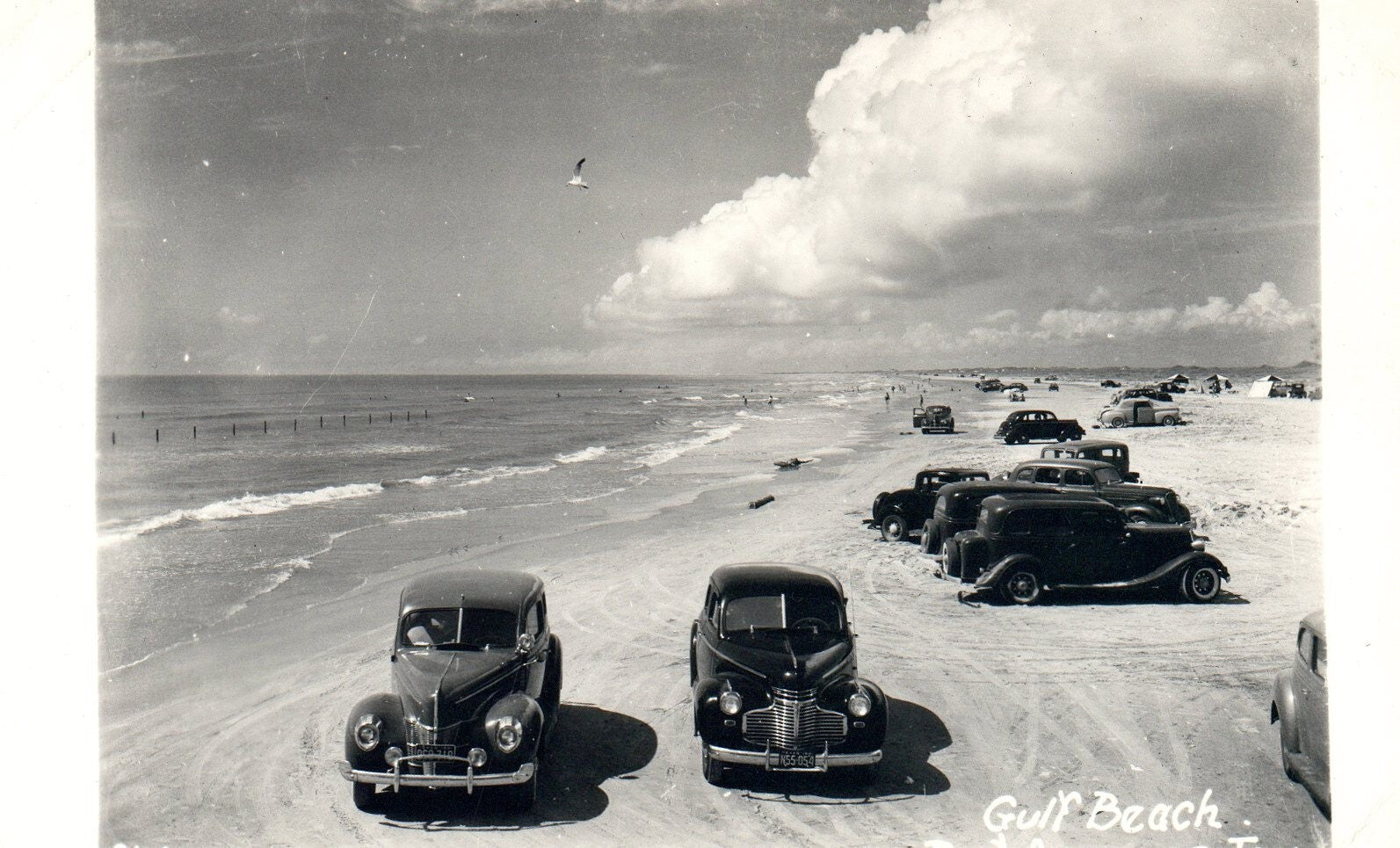 Real Photo Old Cars on Gulf Beach Port Aransas   Tex Texas TX Postcard