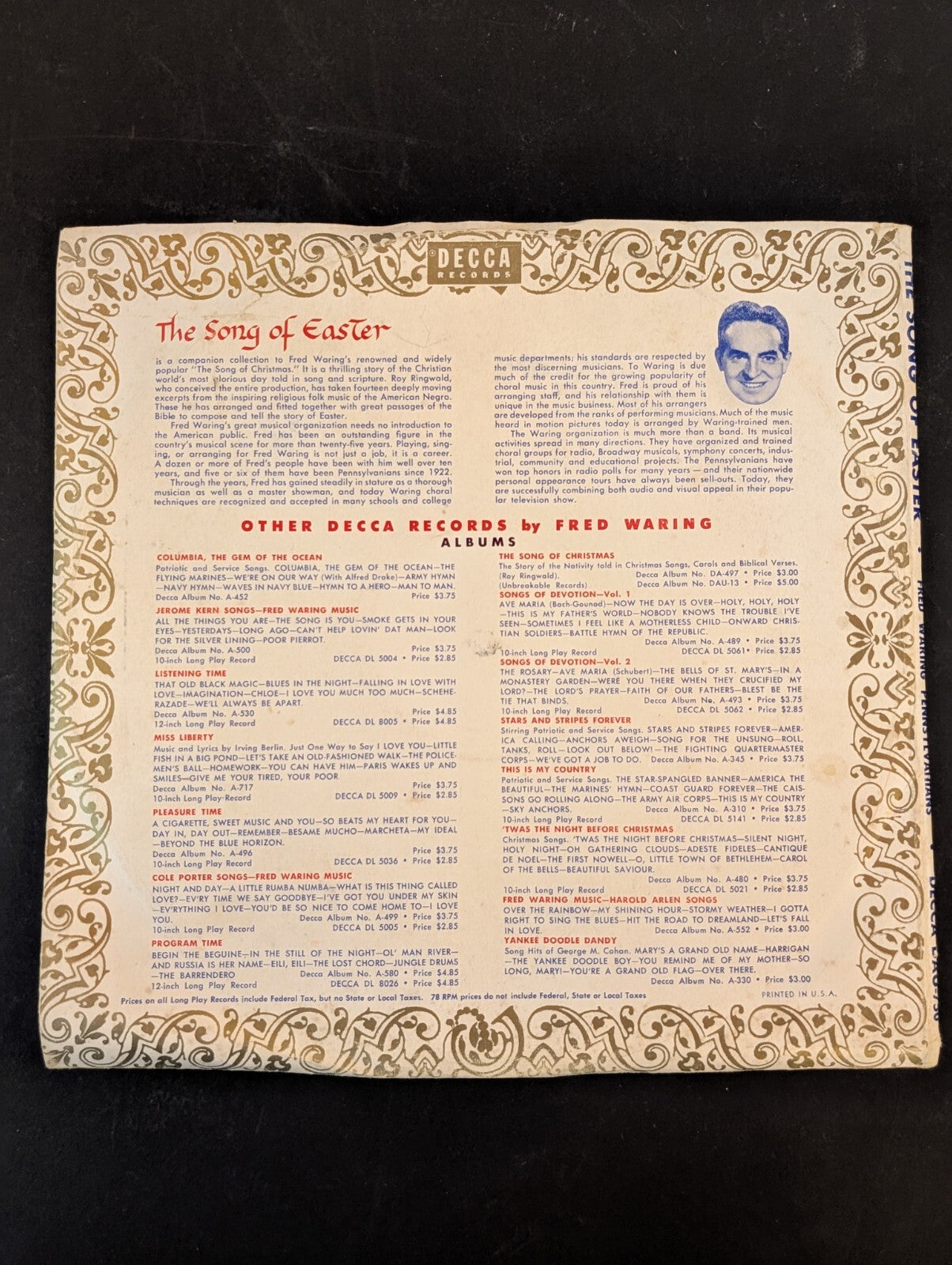 Fred Waring & The Pennsylvanians The Song Of Easter 78 Album Decca DAU-750