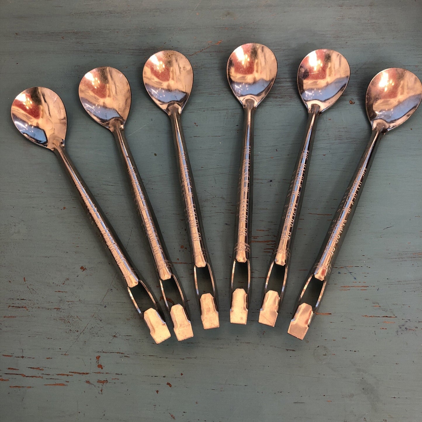 Set of 6 Soda Fountain Spoons with Bottle Opener Advertising Halsey W Taylor Co