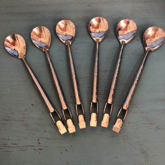 Set of 6 Soda Fountain Spoons with Bottle Opener Advertising Halsey W Taylor Co