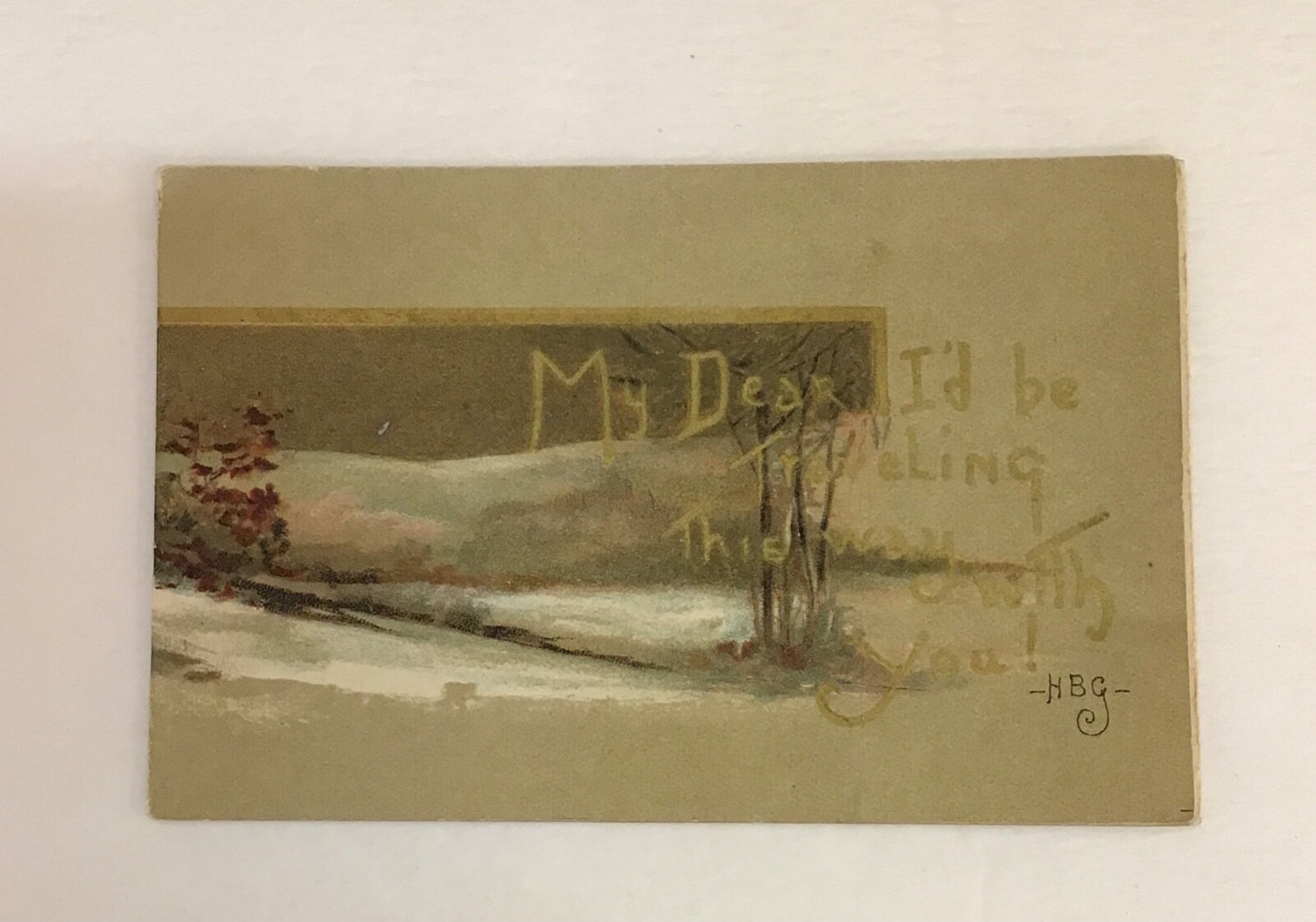 HBG Artist Signed Vintage Panoramic Valentines Day Postcard St. Valentine Wish