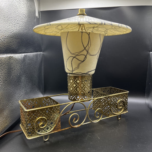 ￼￼VTG Weinberg Era Atomic Saucer Spaghetti Fiberglass Metal mesh Mcm Lamp Light