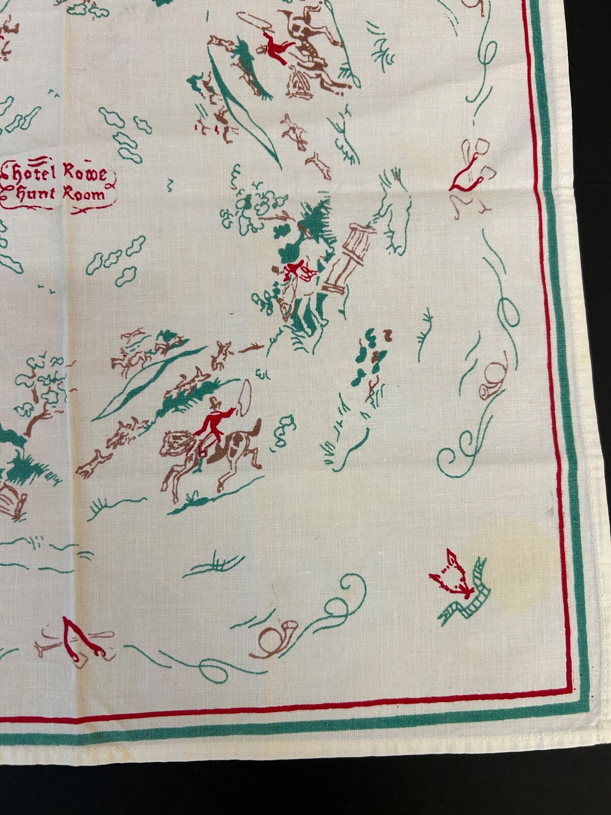 Vintage Grand Rapids Michigan Hotel Rowe Hunt Room Linen Napkin Images of Horses