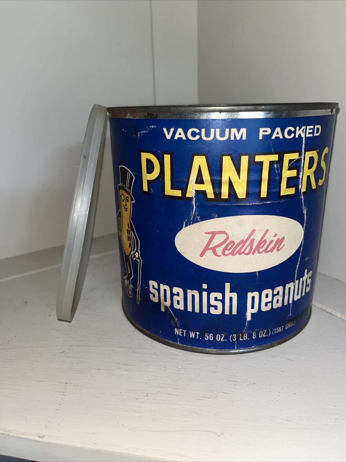 Vintage PLANTERS REDSKIN SPANISH PEANUTS 3lb. NEVER OPENED But Empty RARE
