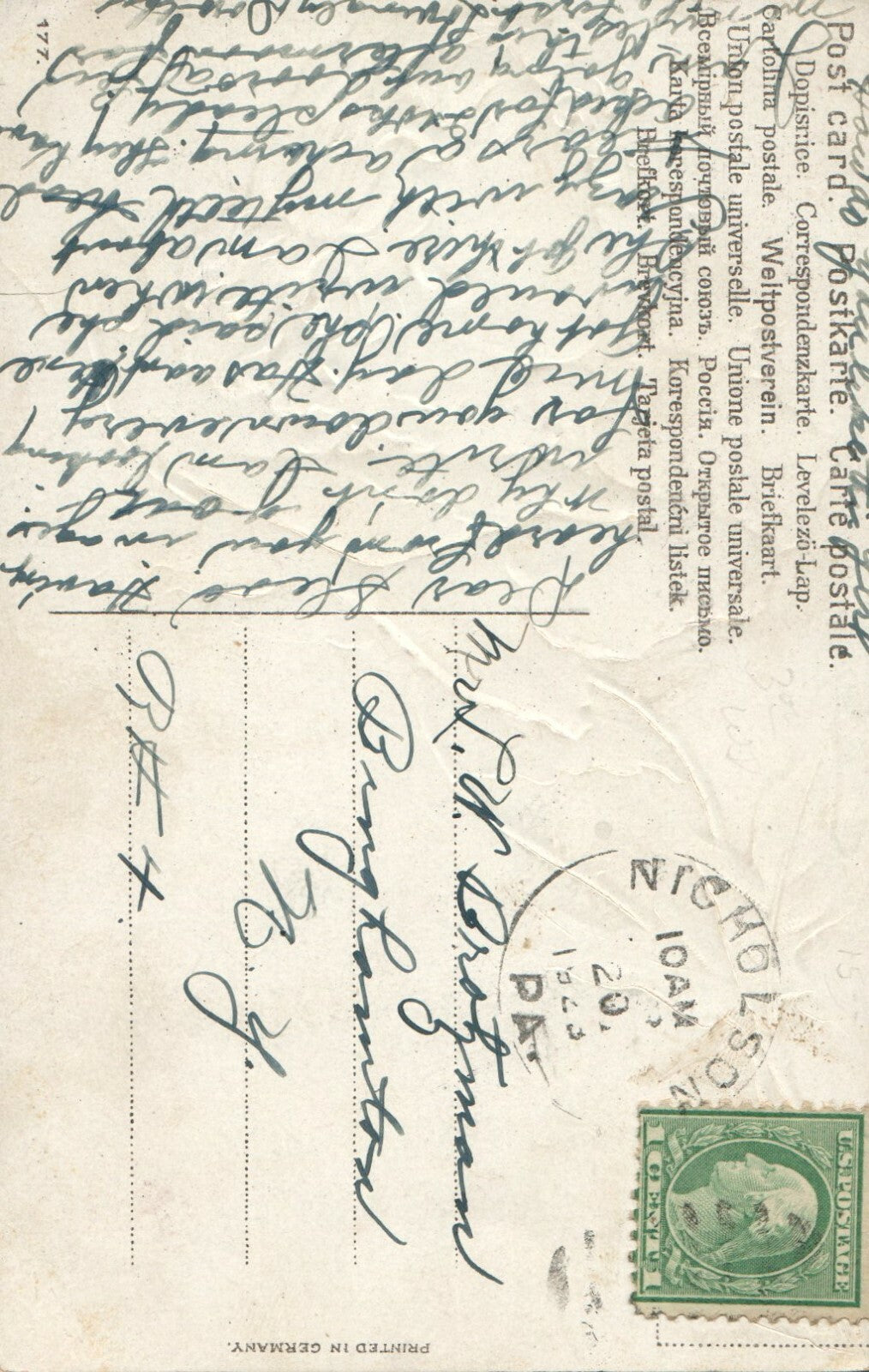 Catherine Klein Fantasy beautiful girl Flower Greeting Vintage Postcard