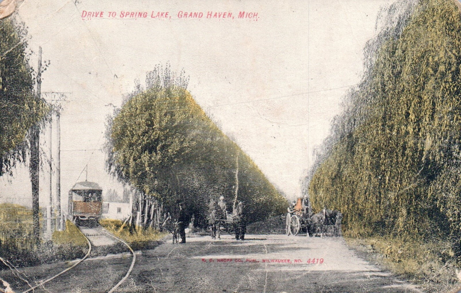Drive to Spring Lake at Grand Haven Michigan MI Postcard