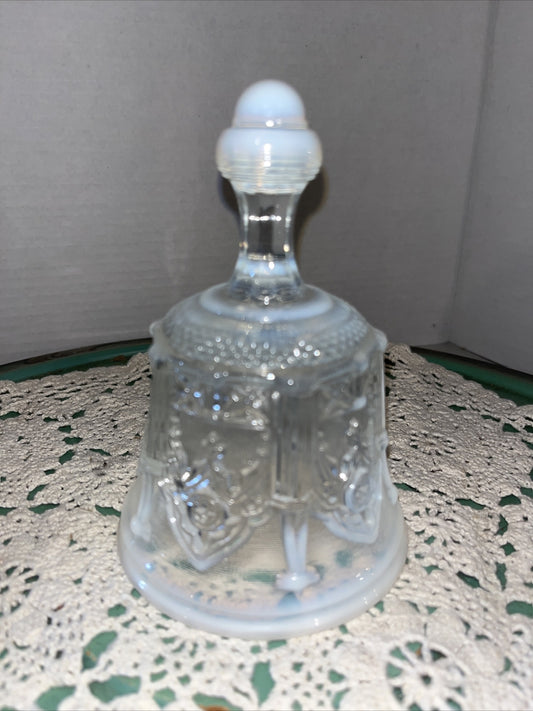 Vintage Fenton  White Cameo Opalescent Glass Glass Whitton Bell