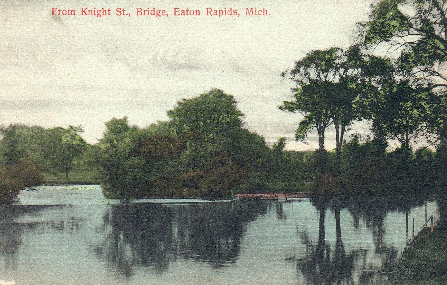 From Knight Street Bridge  in Eaton Rapids Michigan Mich MI Postcards