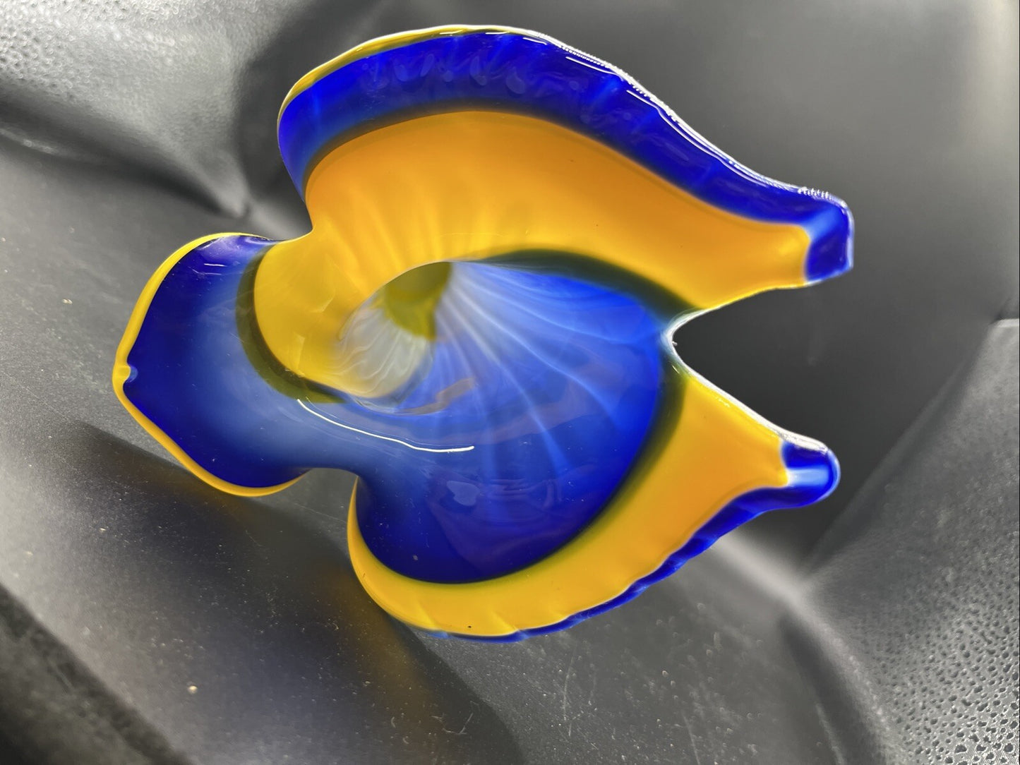 Vase Hand Blown Blue Cobalt Art Glass Jack in the Pulpit  Ribbed Tulip